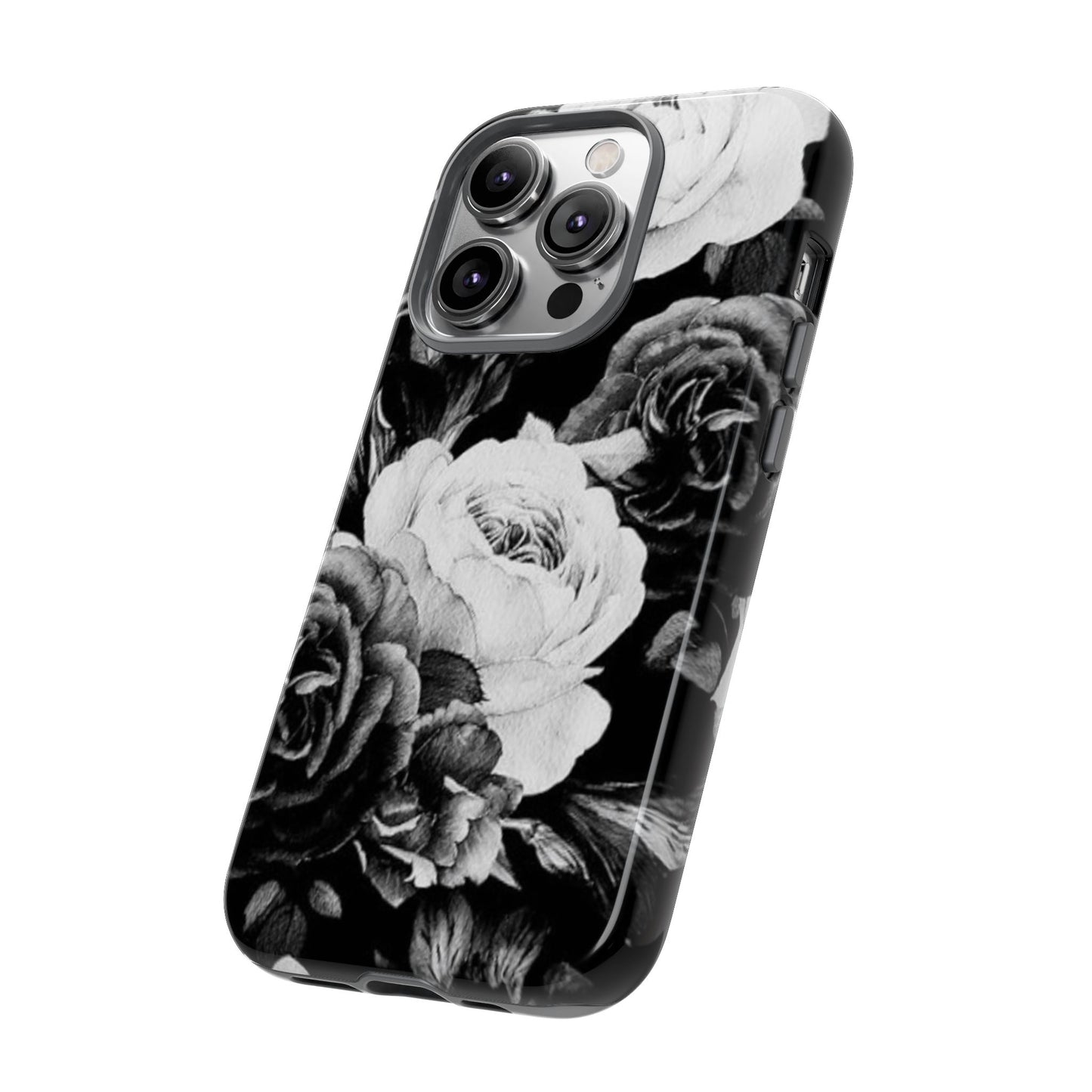 Black and White Floral Tough Phone Case