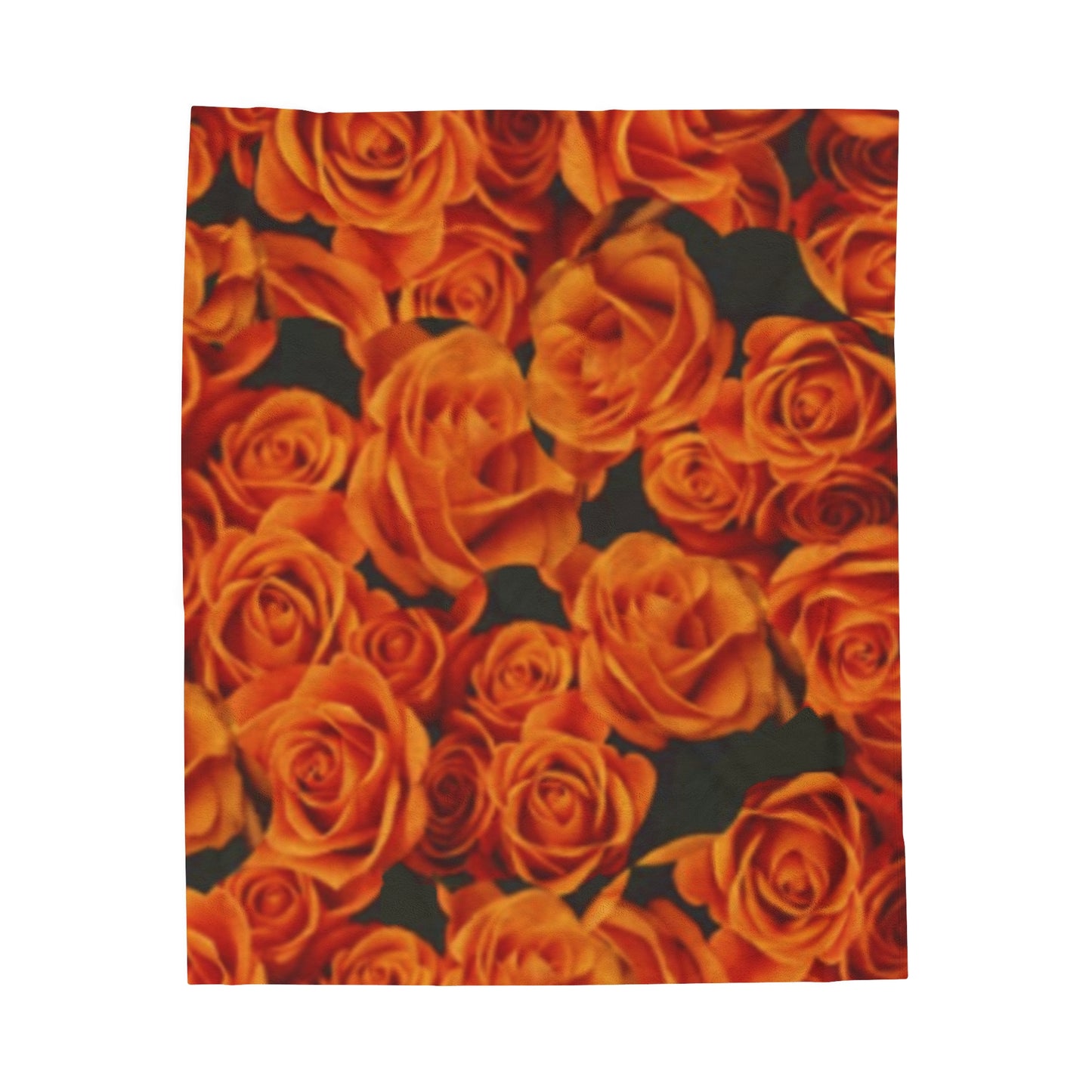 Orange Roses Floral Design Velveteen Plush Blanket
