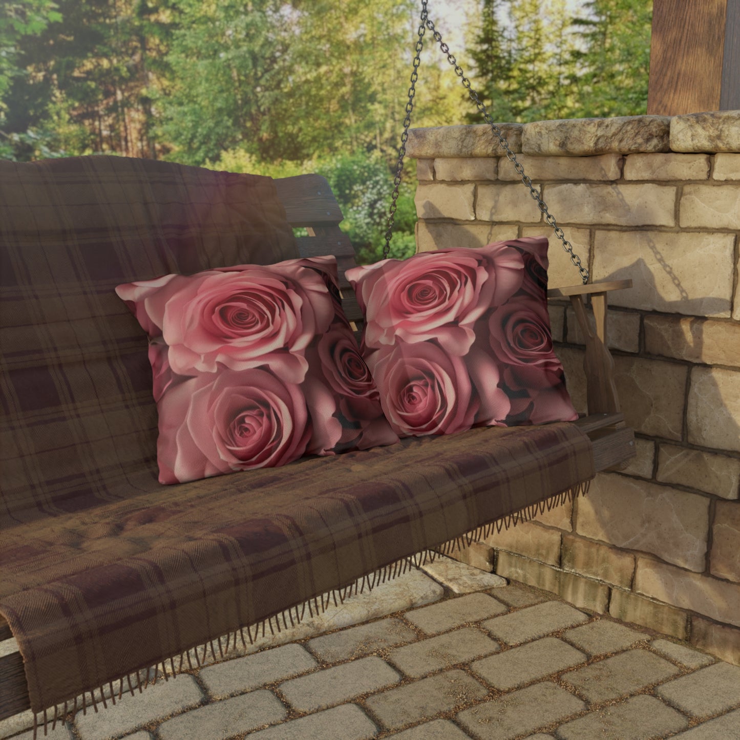 Pink Roses Outdoor Pillow