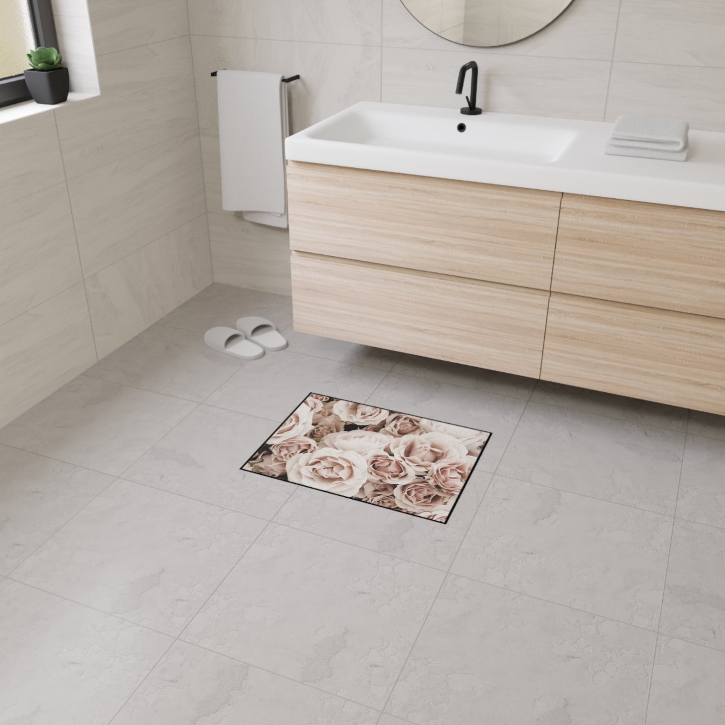 Light Pink Roses Heavy Duty Floor Mat