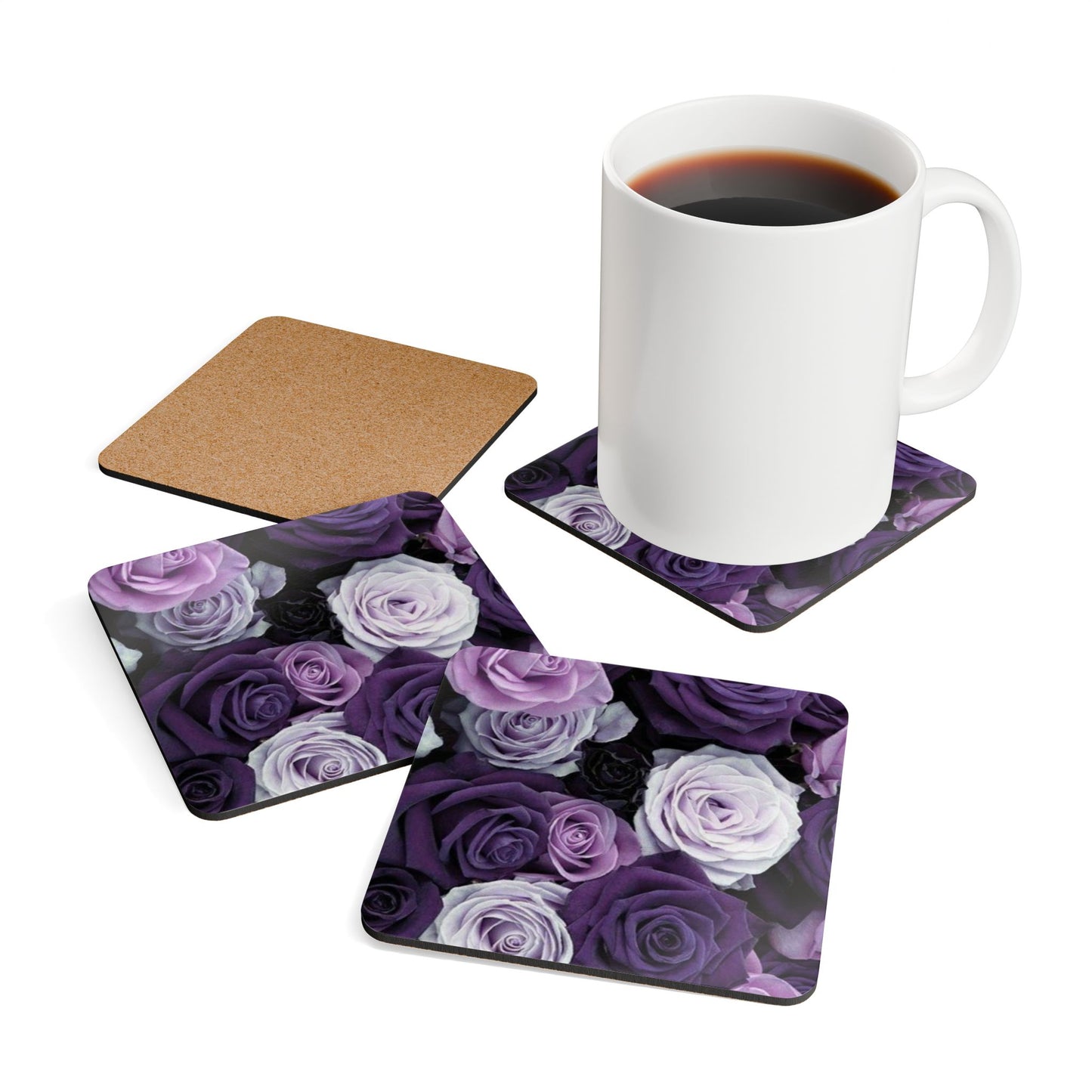 Purple Roses Coaster Set