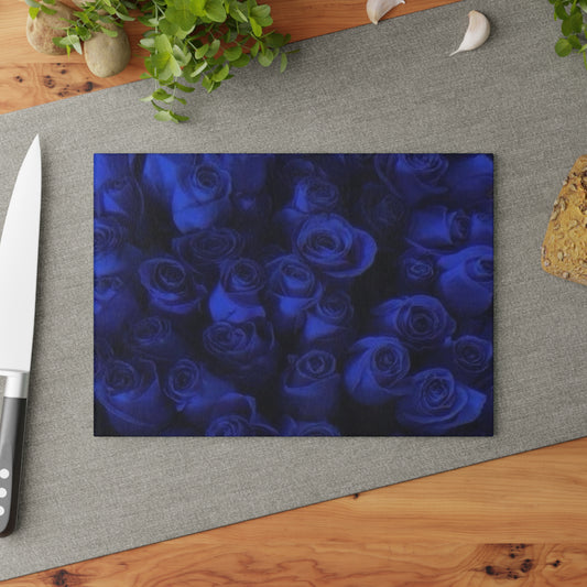 Dark Blue Roses Cutting Board