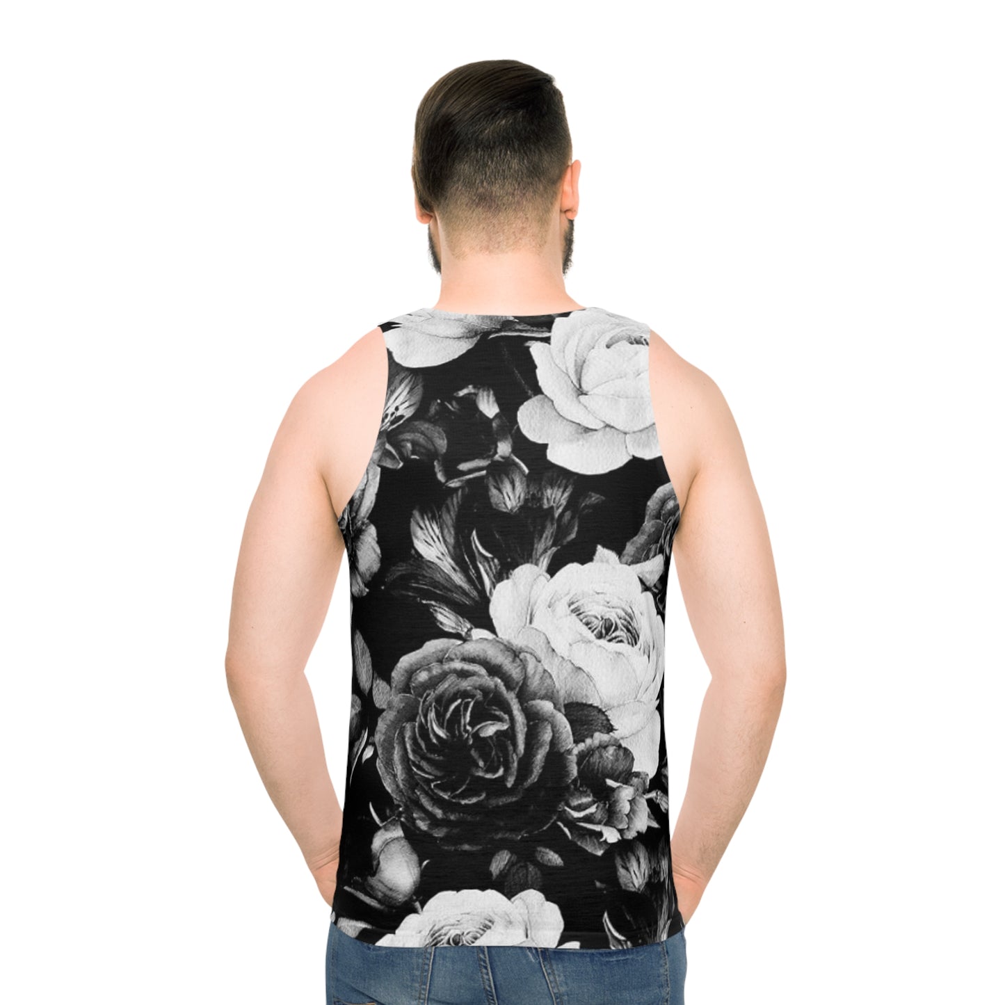 Black and White Floral Design Tank Top