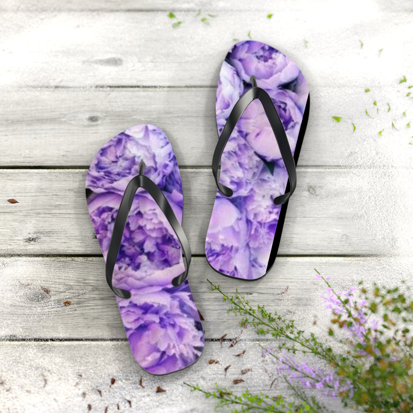 Purple Peony Flip Flops