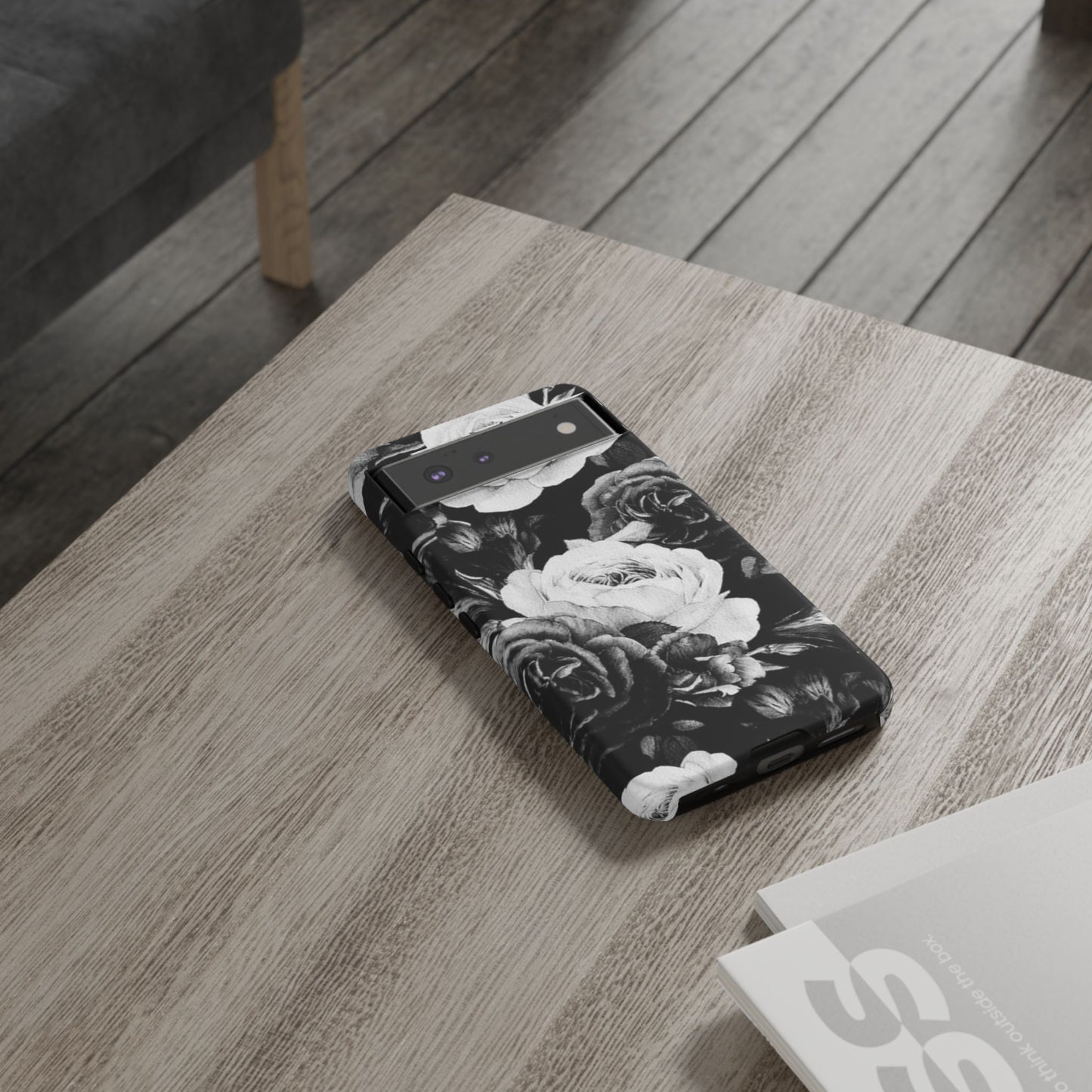 Black and White Floral Tough Phone Case