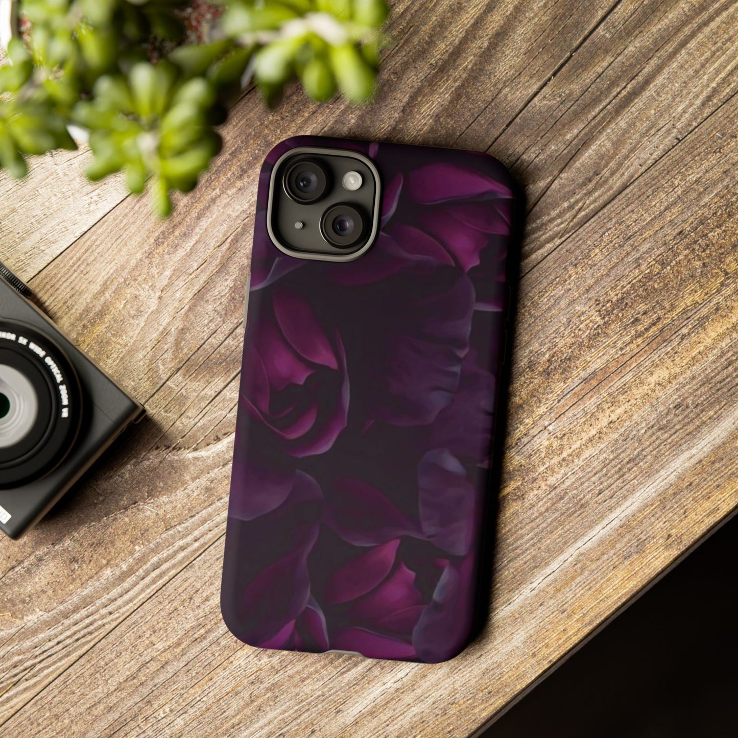 Dark Purple Floral Tough Phone Case