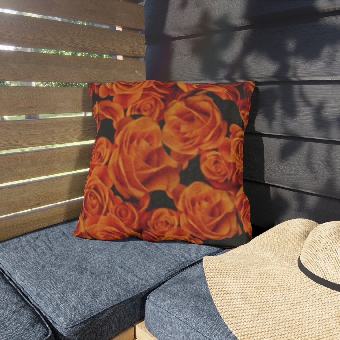 Orange Roses Outdoor Pillow