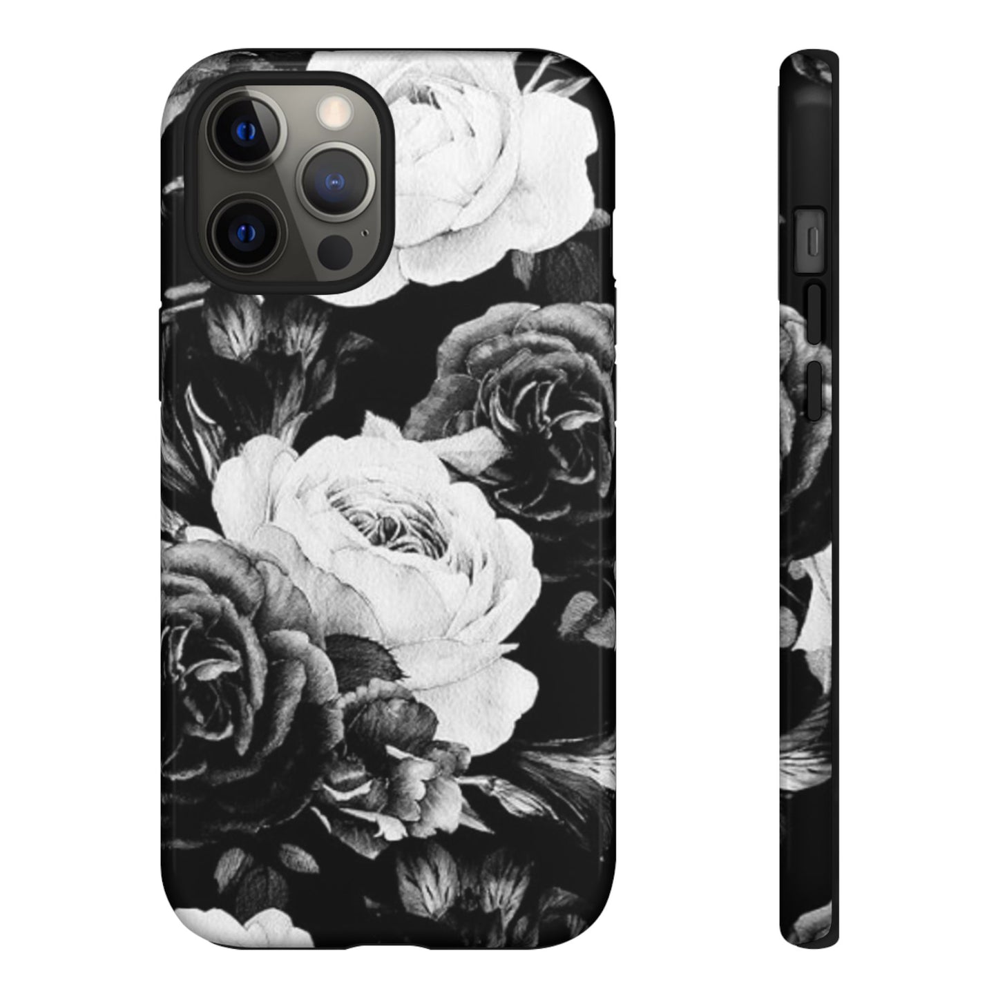 Black and White Floral Tough Phone Case