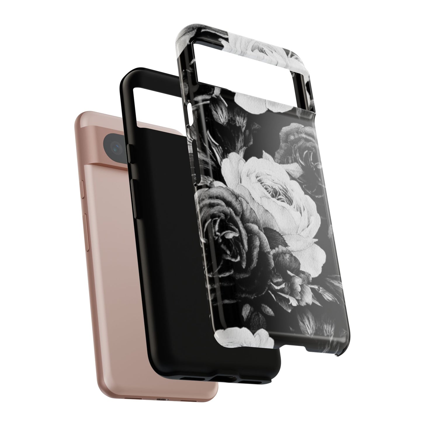 Black and White Floral Tough Phone Case
