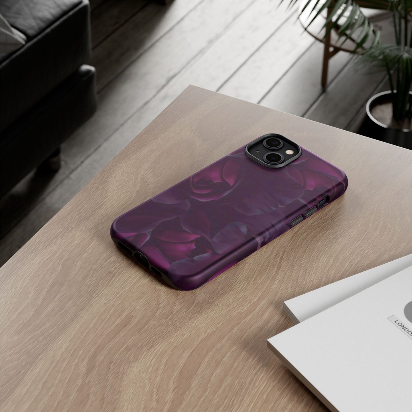 Dark Purple Floral Tough Phone Case