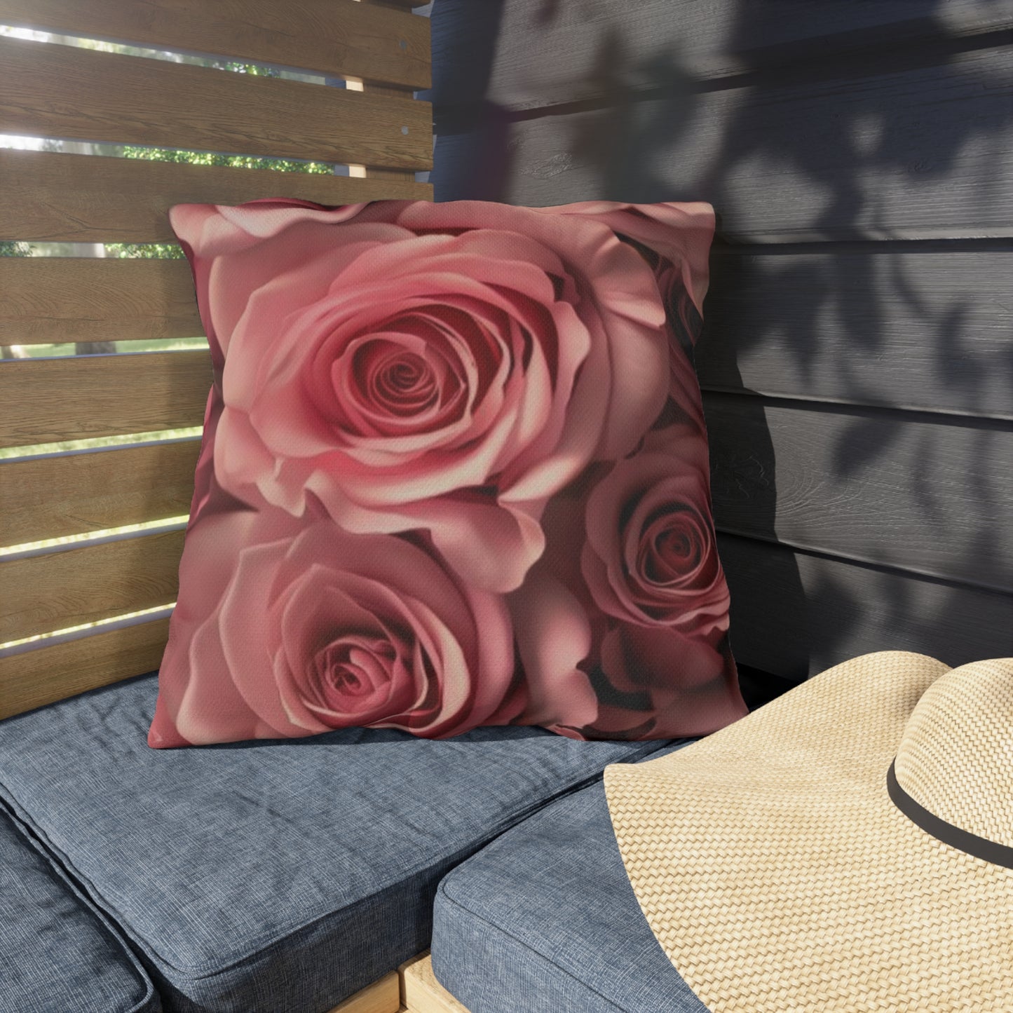 Pink Roses Outdoor Pillow