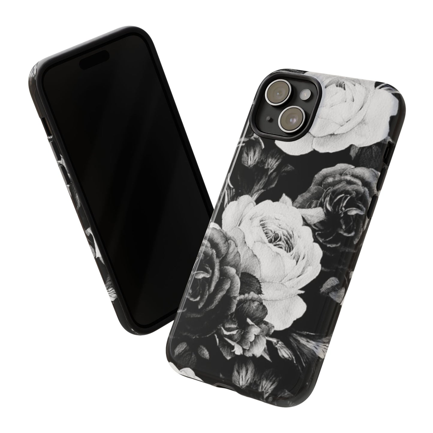 Black and White Floral Tough Phone Case