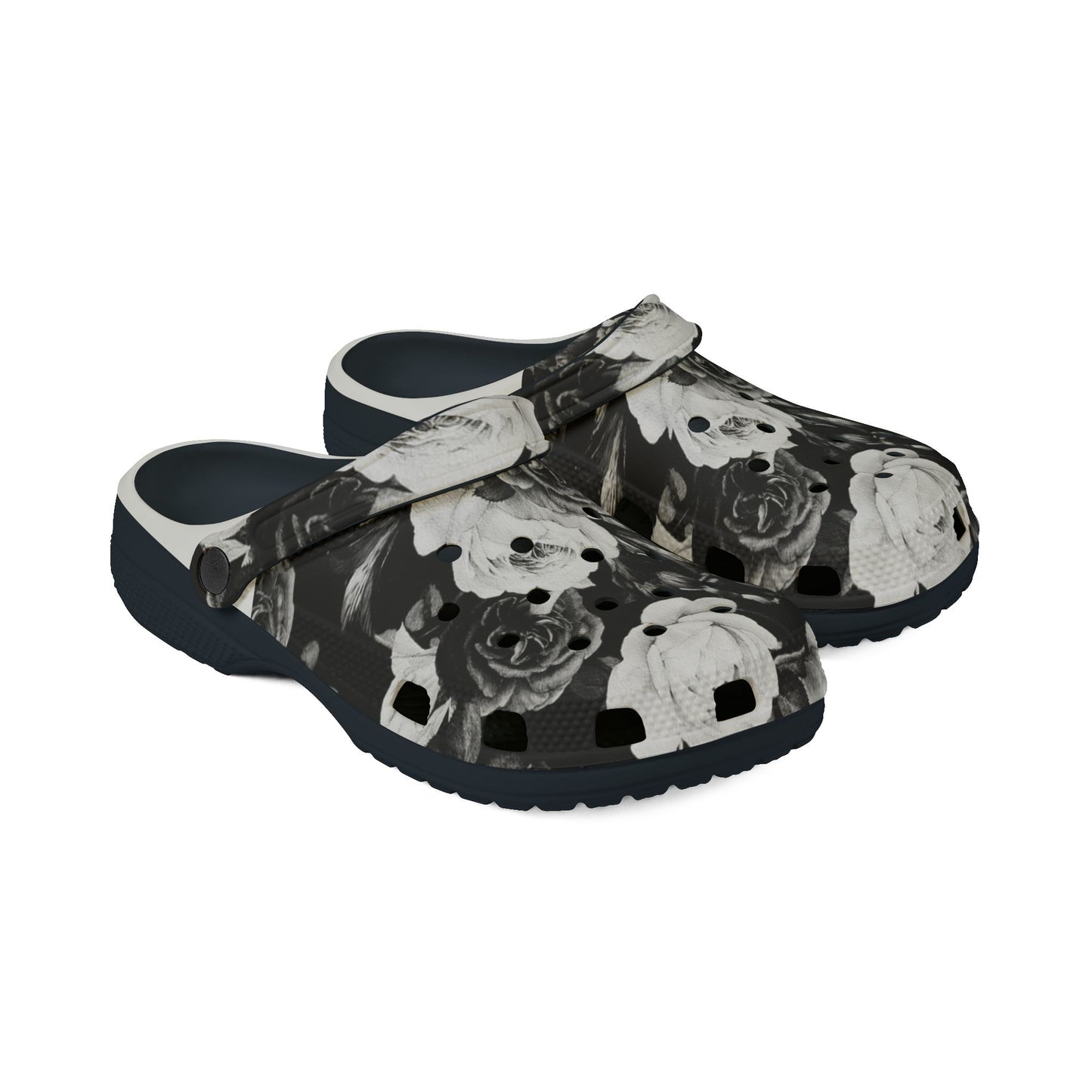 Black and White Floral Foam Shoes