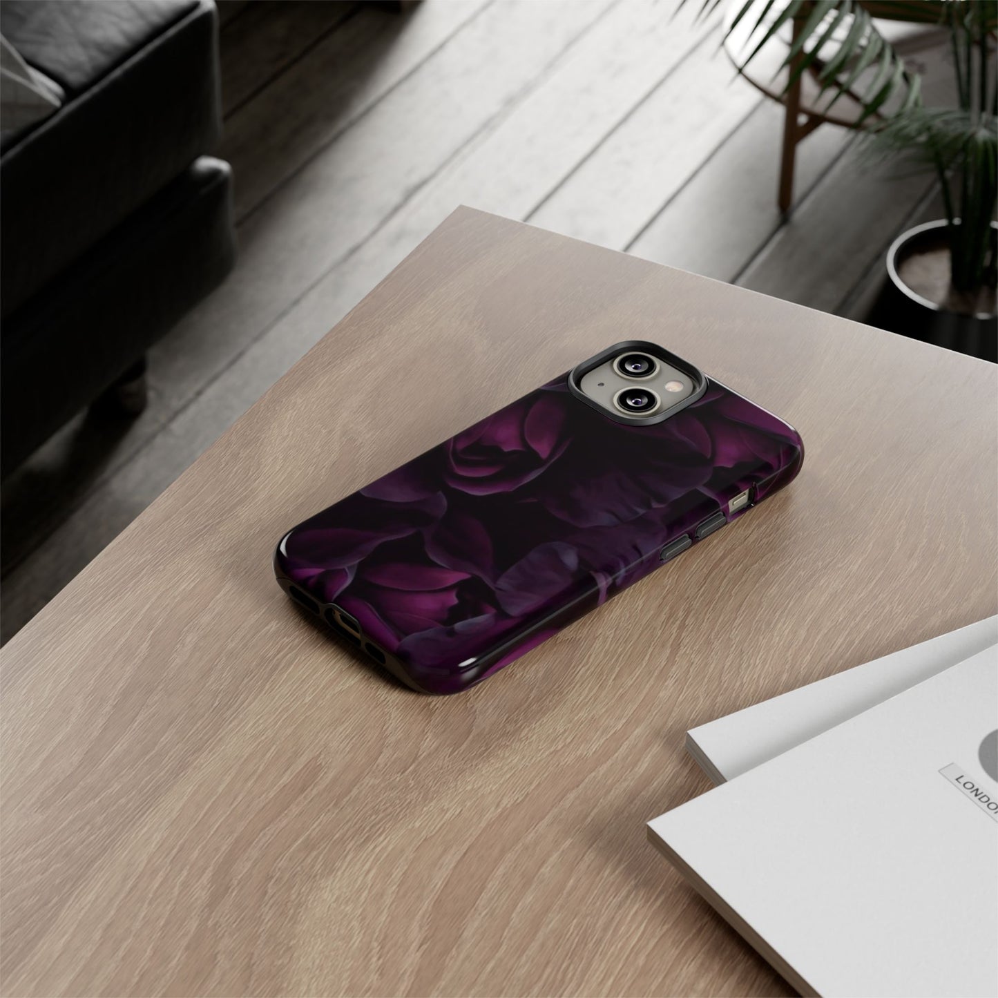 Dark Purple Floral Tough Phone Case
