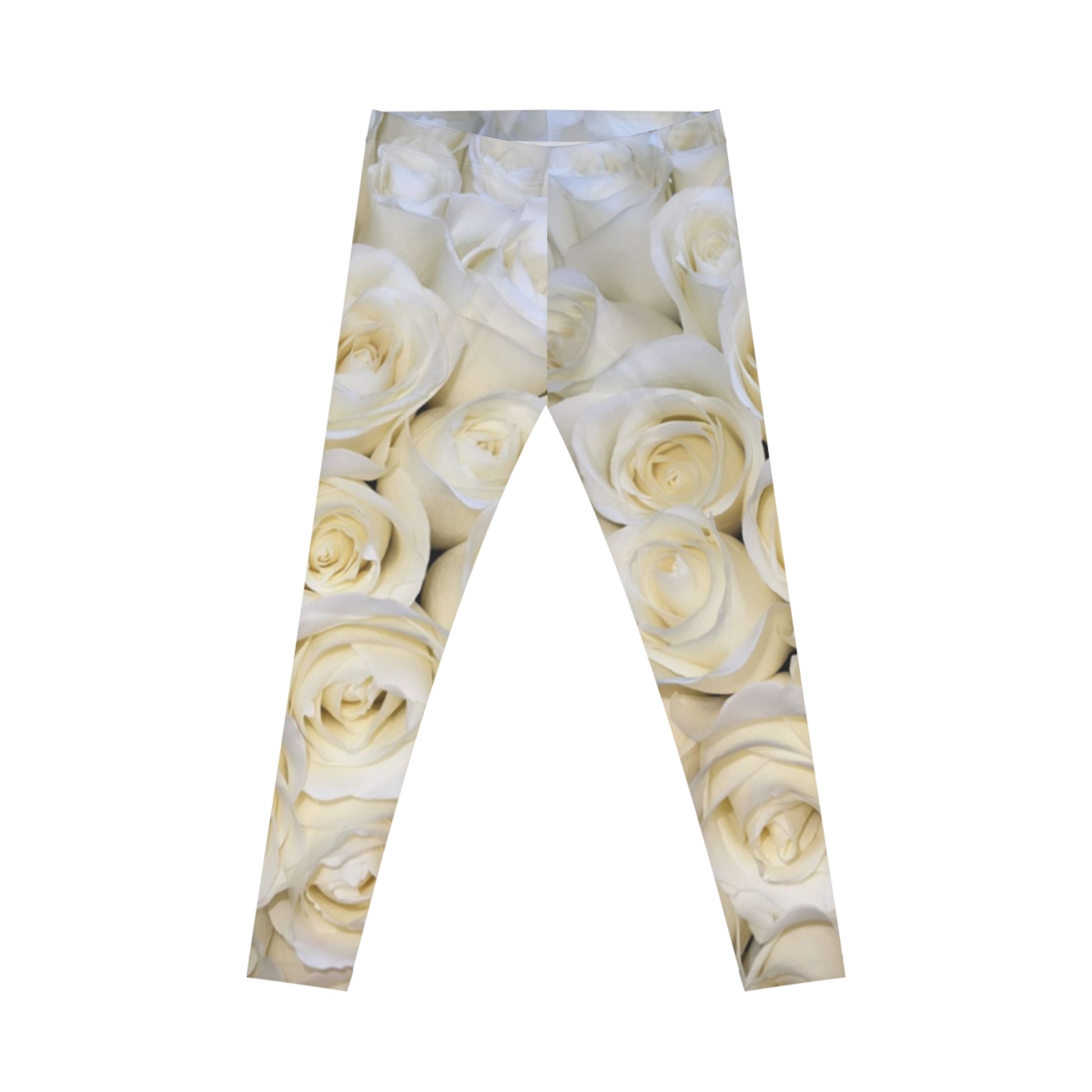 White Roses Comfortable Floral Casual Leggings