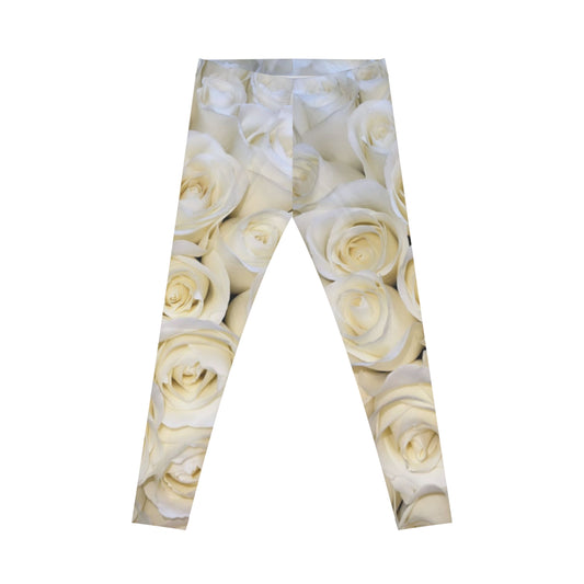 White Roses Comfortable Floral Casual Leggings