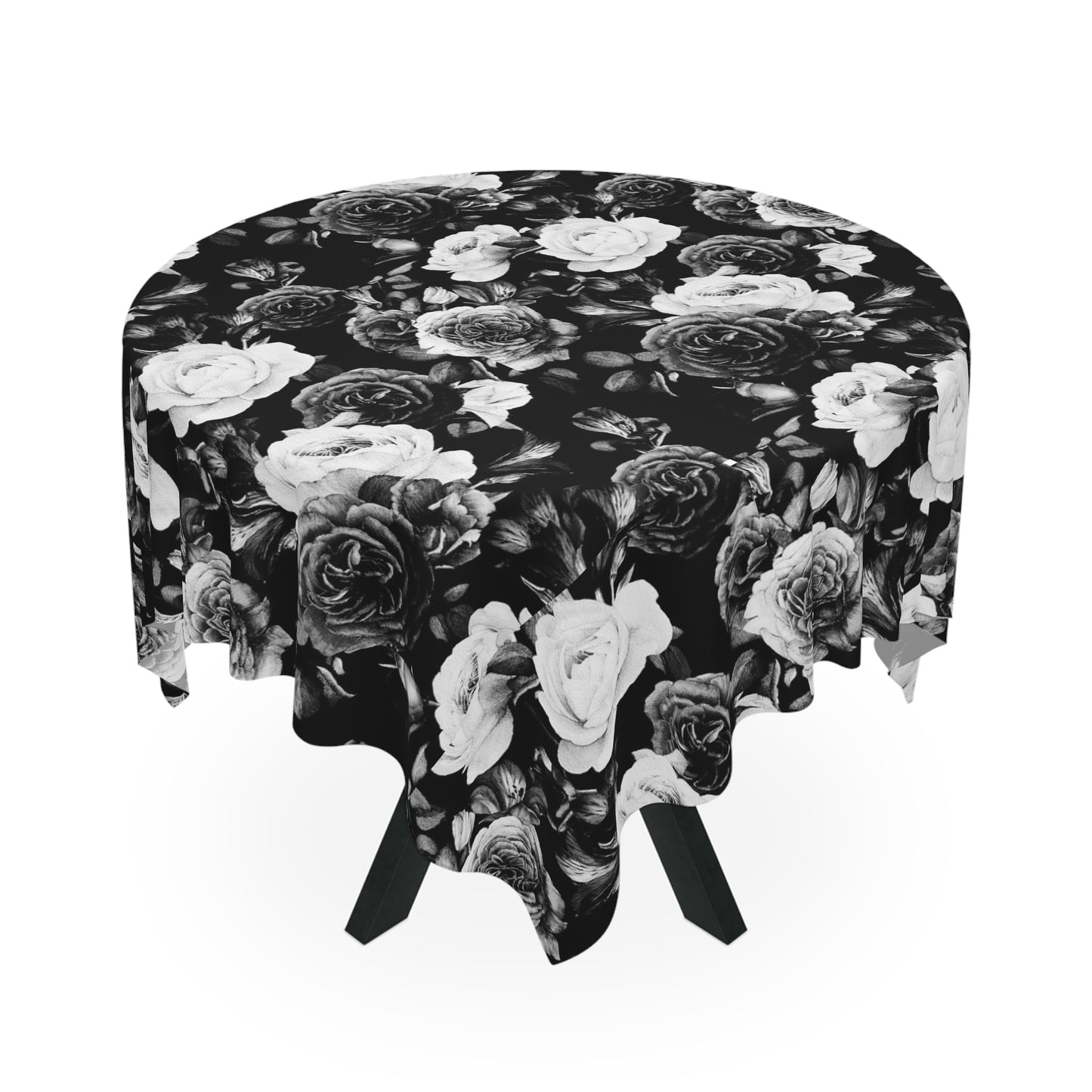 Black and White Floral Design Tablecloth