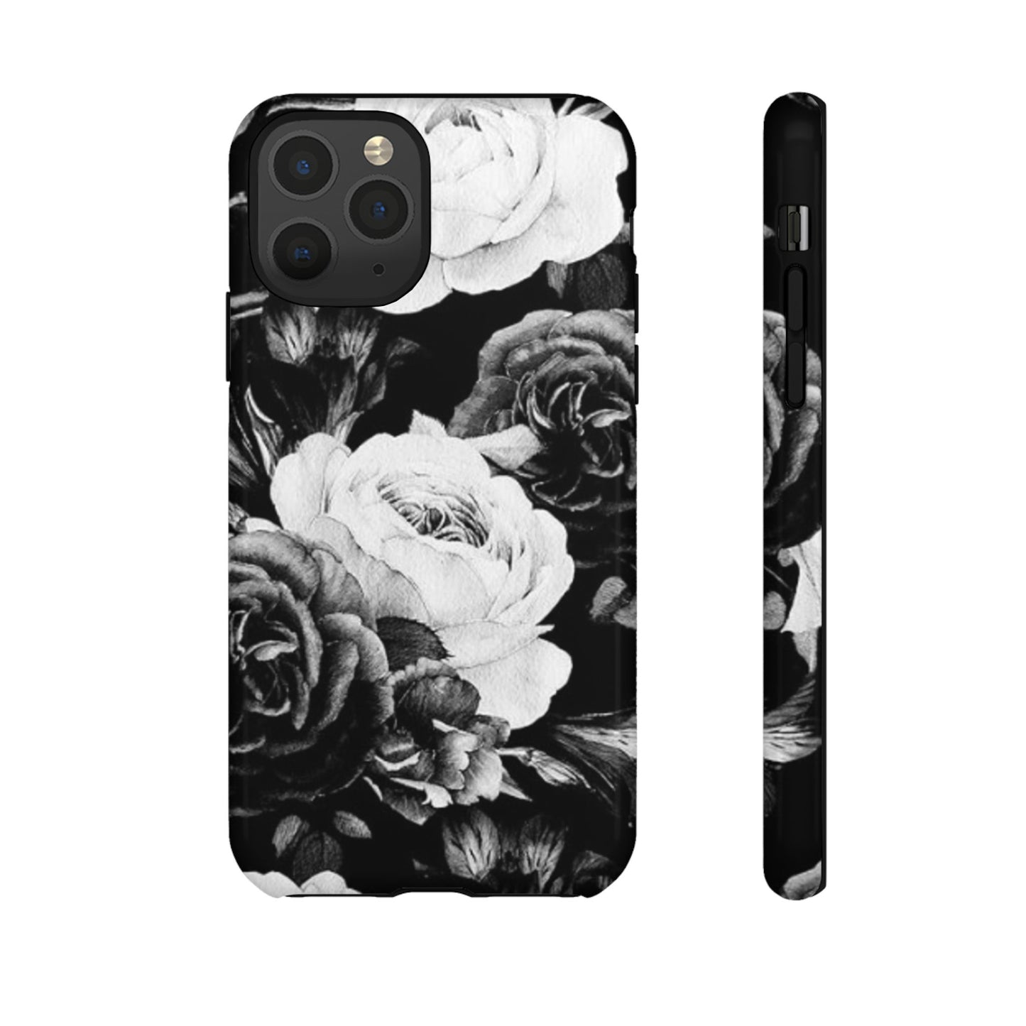 Black and White Floral Tough Phone Case