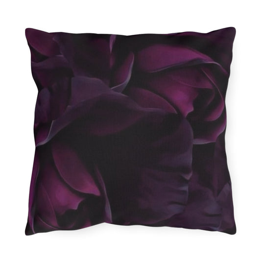 Dark Purple Floral Outdoor Pillow