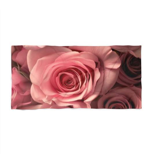 Pink Roses Beach Towel