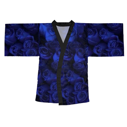 Dark Blue Roses Kimono Robe