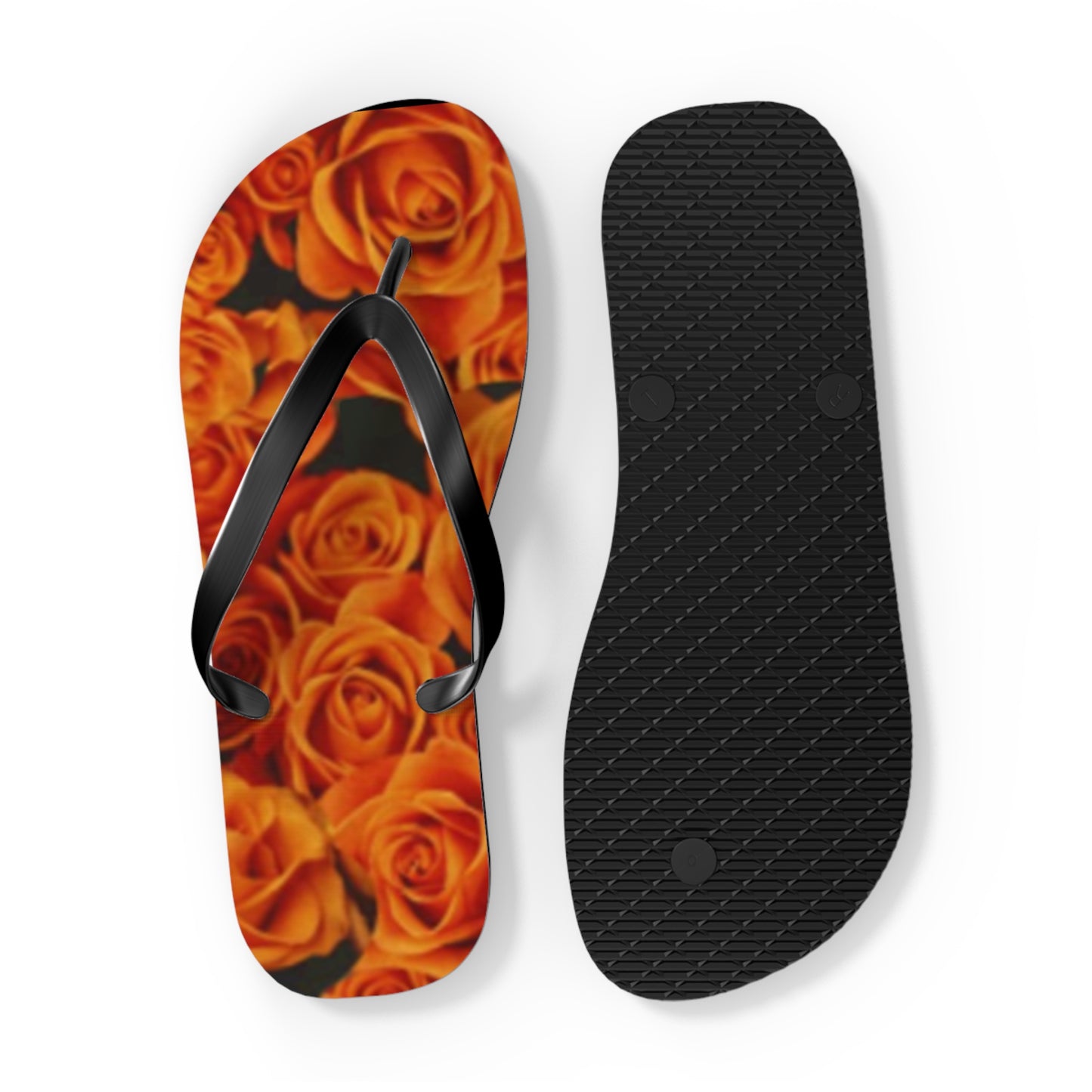Orange Roses Flip Flops