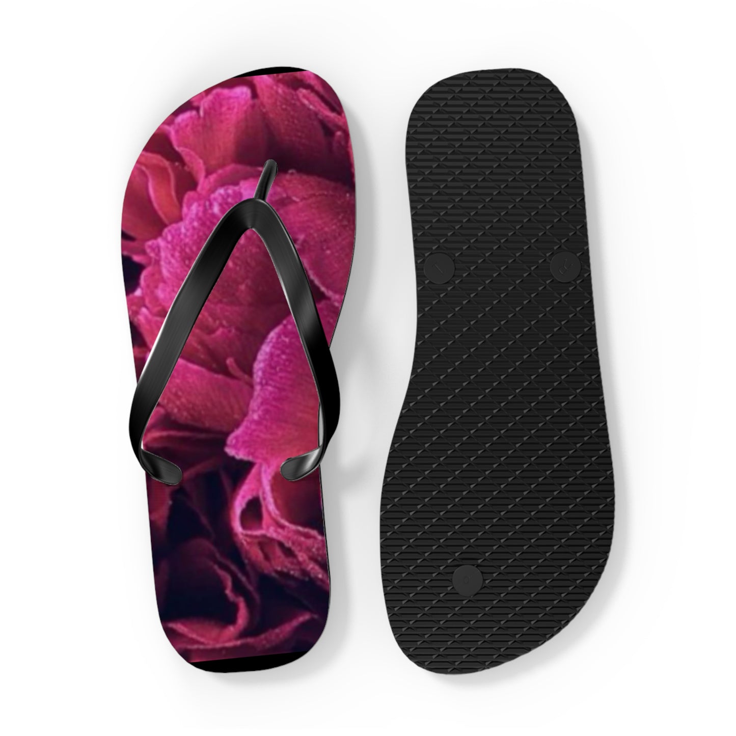 Magenta All Over Floral Design Flip Flops