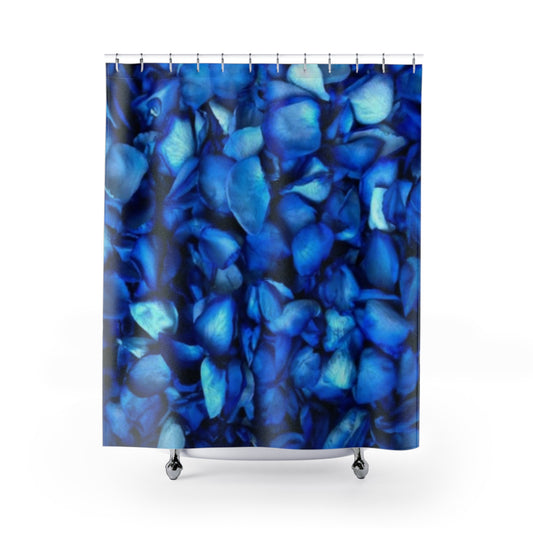 Blue Petals Floral Shower Curtain for Calm Bathroom Vibes