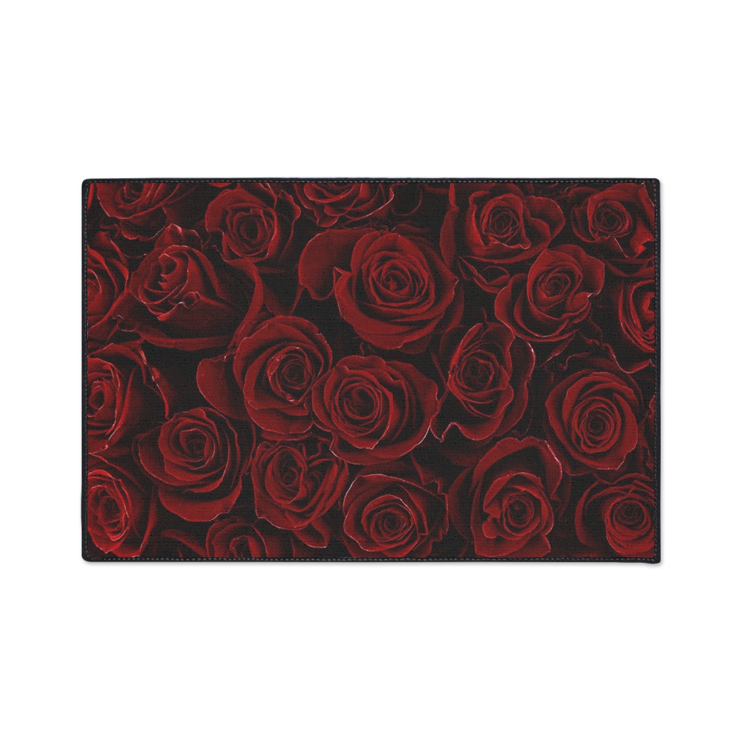 Heavy Duty Floral Floor Mat Red Roses | Durable Non-Slip Rug for Home