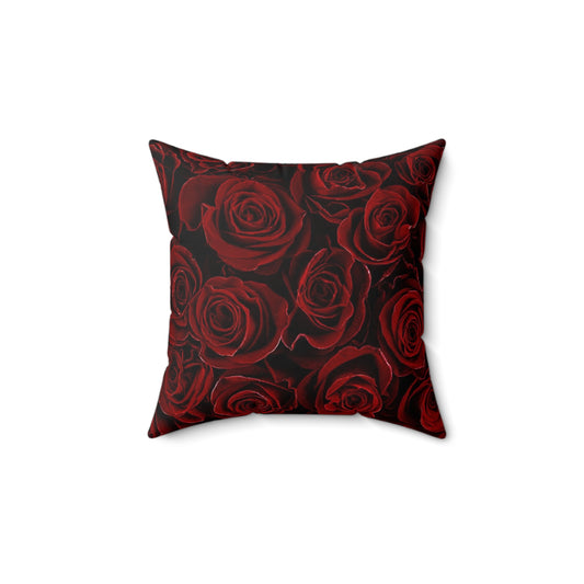 Red Roses Floral Square Pillow – Classic & Cozy Style