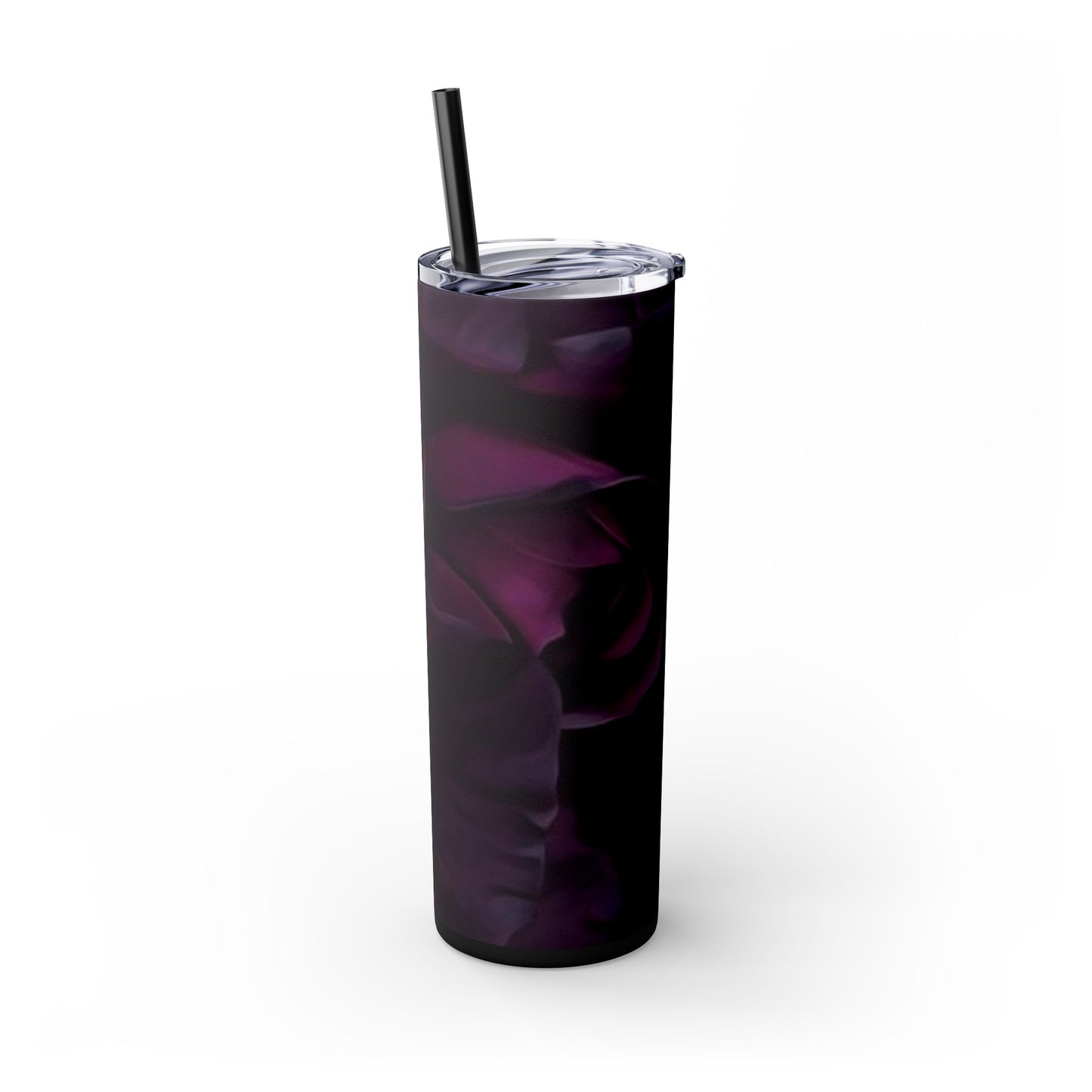 Dark Purple Floral Skinny Tumbler – Durable Stainless Steel 20 oz