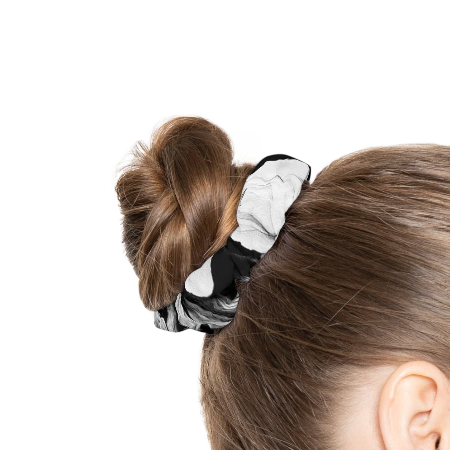 Black and White Floral Design Scrunchie