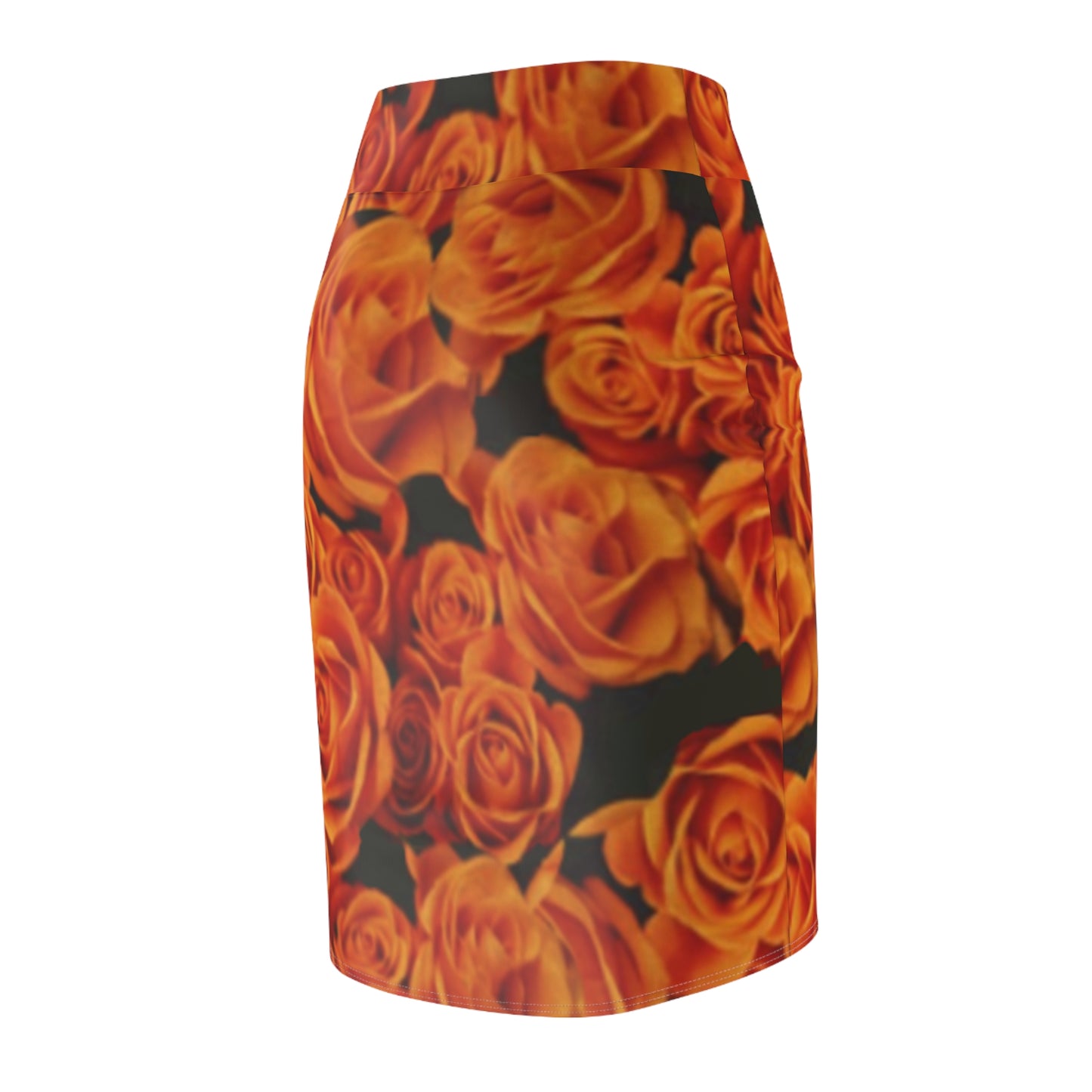 Orange Roses Pencil Skirt