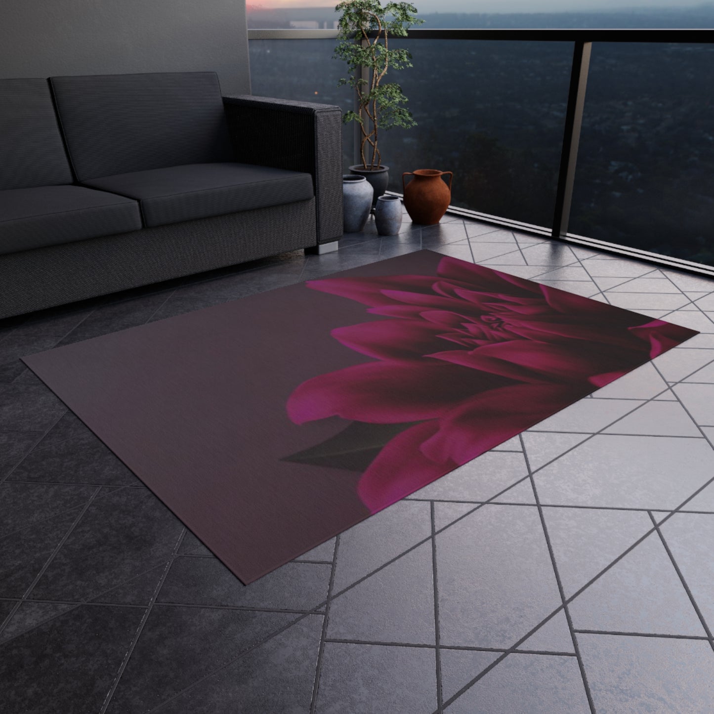 Magenta Dahlia Outdoor Rug