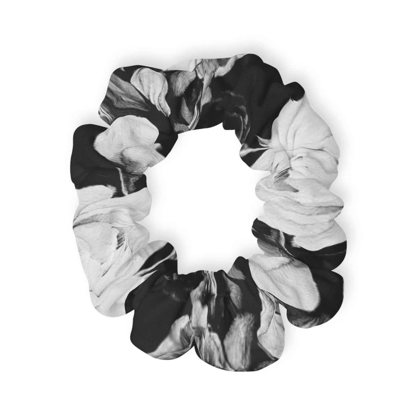 Black and White Floral Design Scrunchie