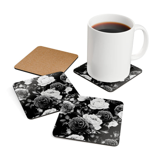 Black & White Floral Drink Coasters For Table – Stylish & Durable Surface Protection