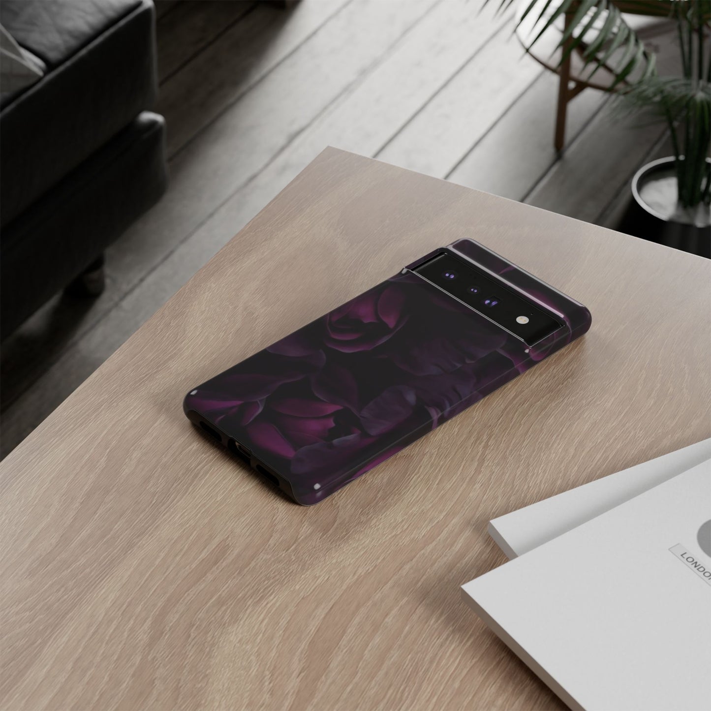 Dark Purple Floral Tough Phone Case
