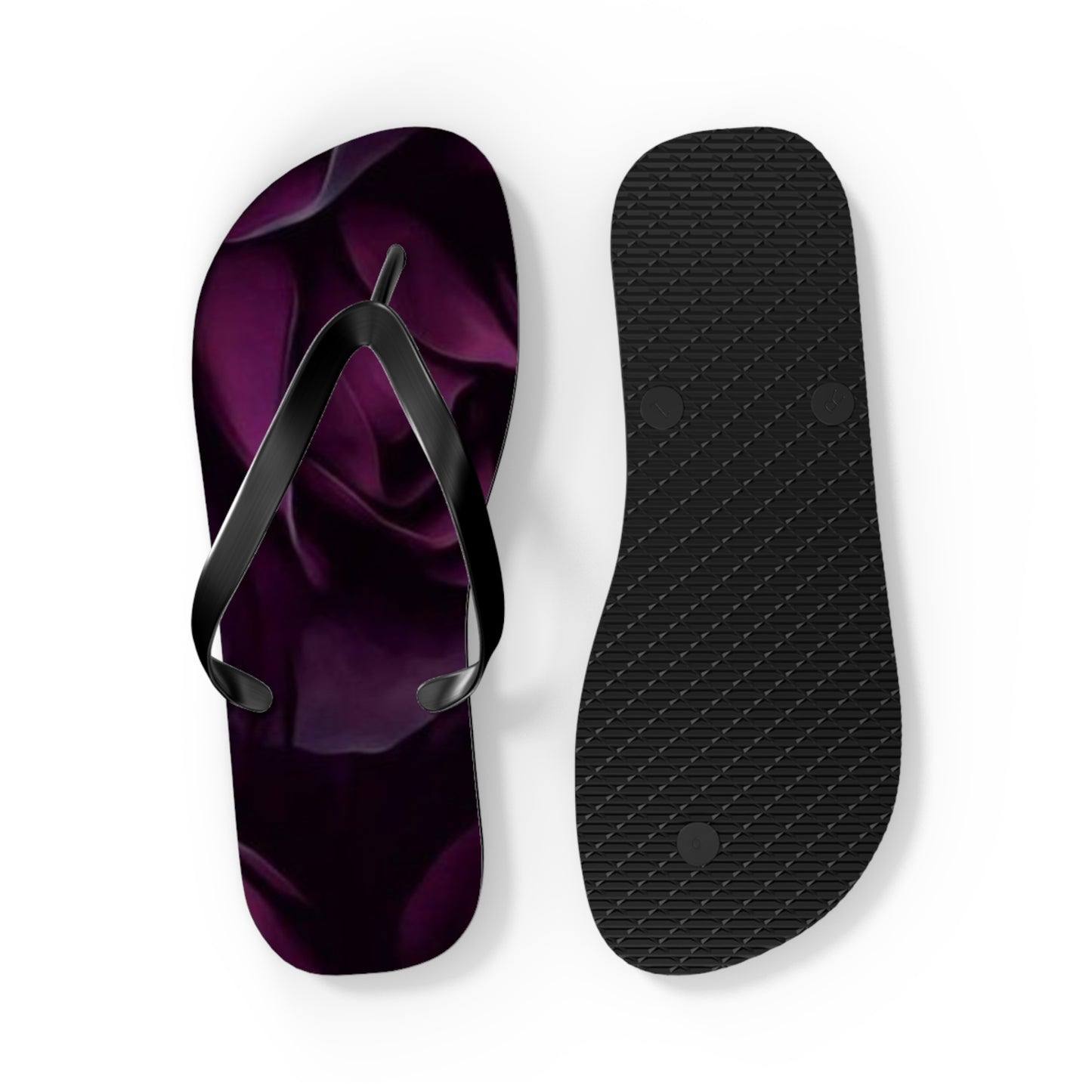 Dark Purple Floral Design Flip Flops