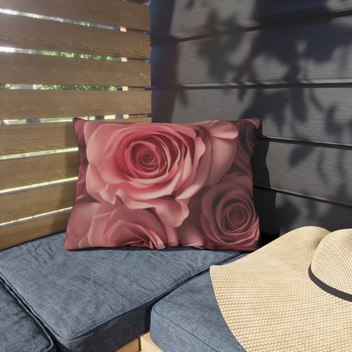 Pink Roses Outdoor Pillow