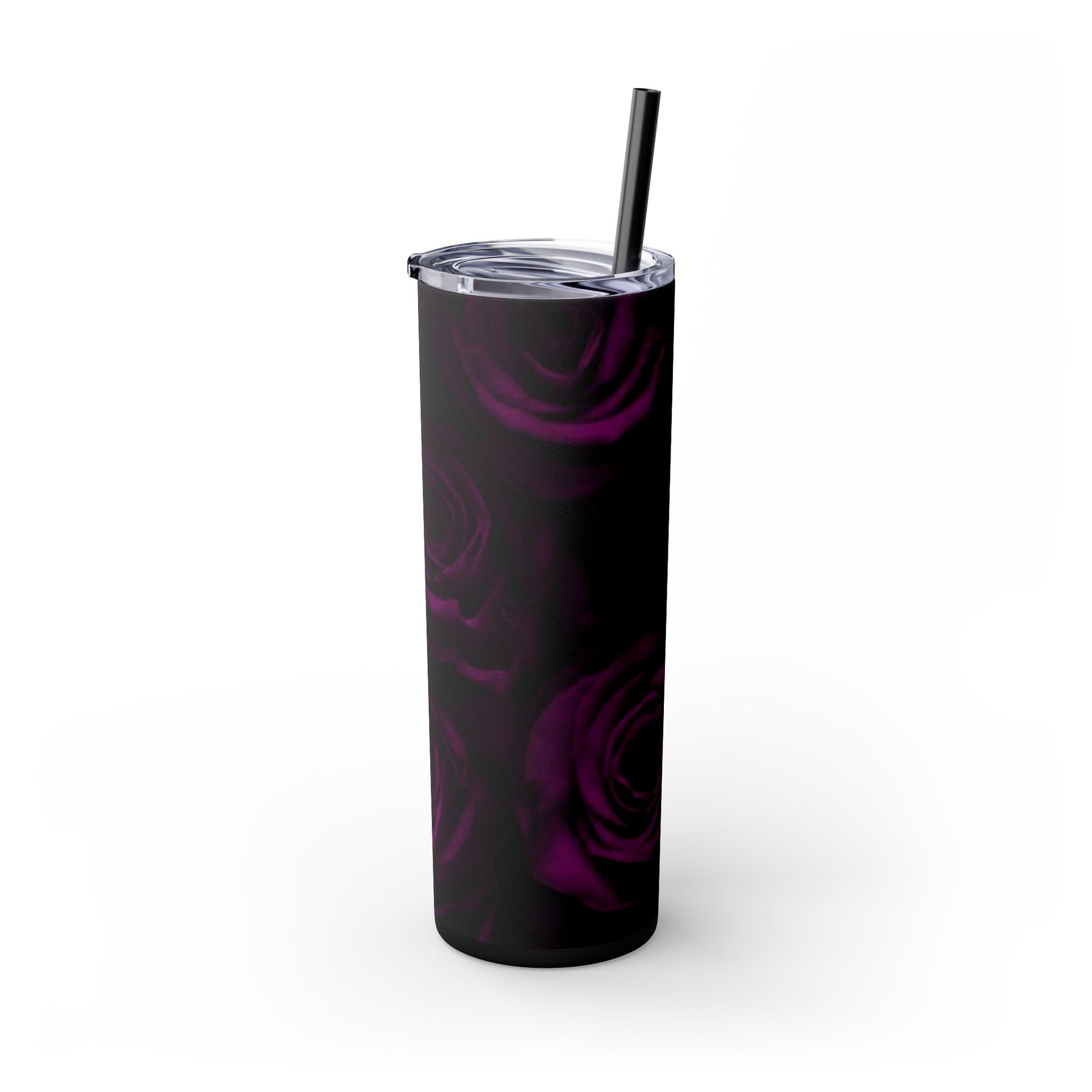 Dark Purple Roses Skinny Tumbler – Durable Stainless Steel 20 oz