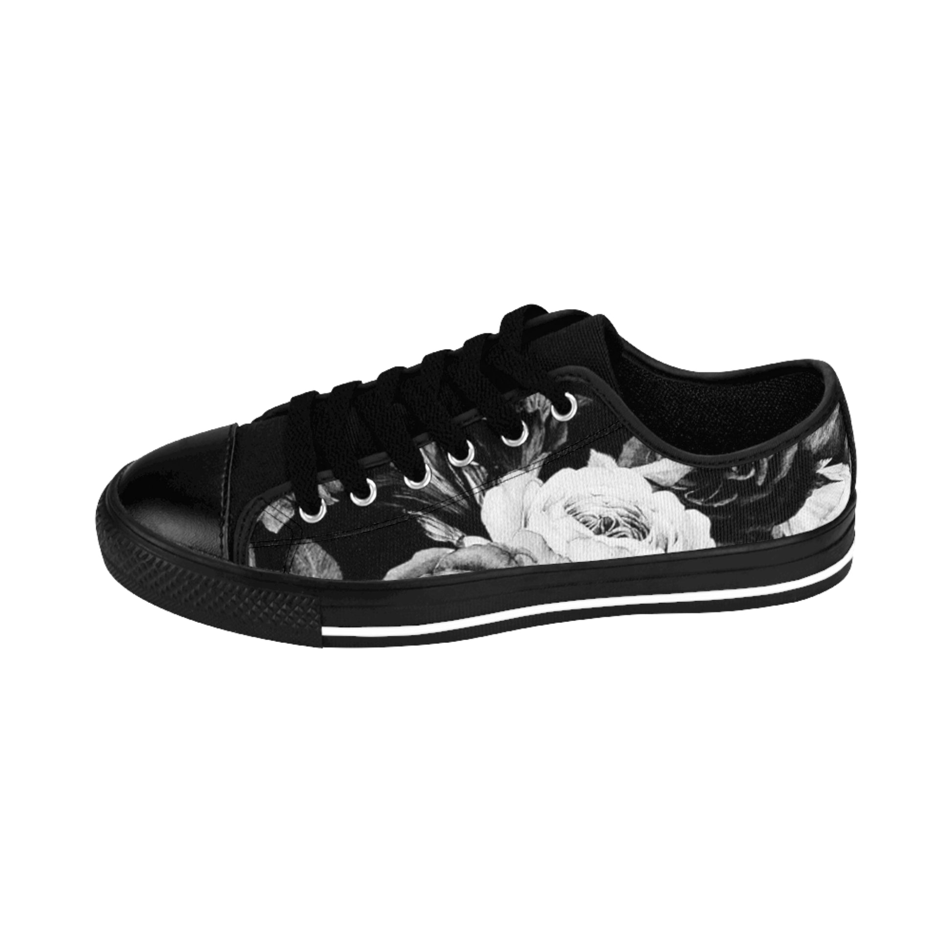 Black & White Comfortable Floral Sneakers