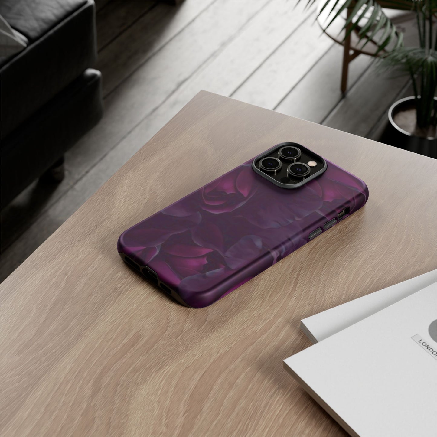 Dark Purple Floral Tough Phone Case