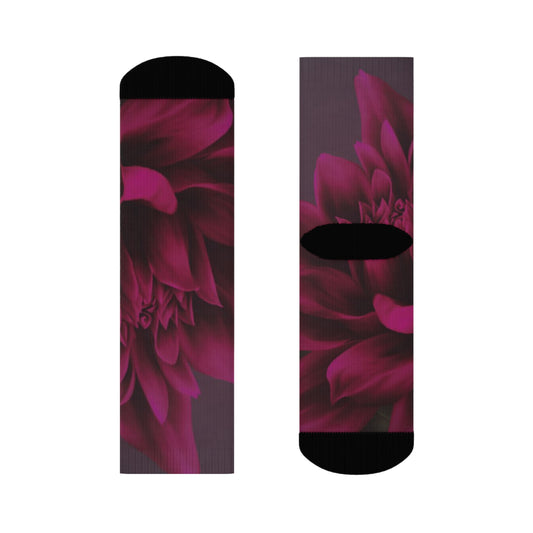 Magenta Dahlia Crew Socks