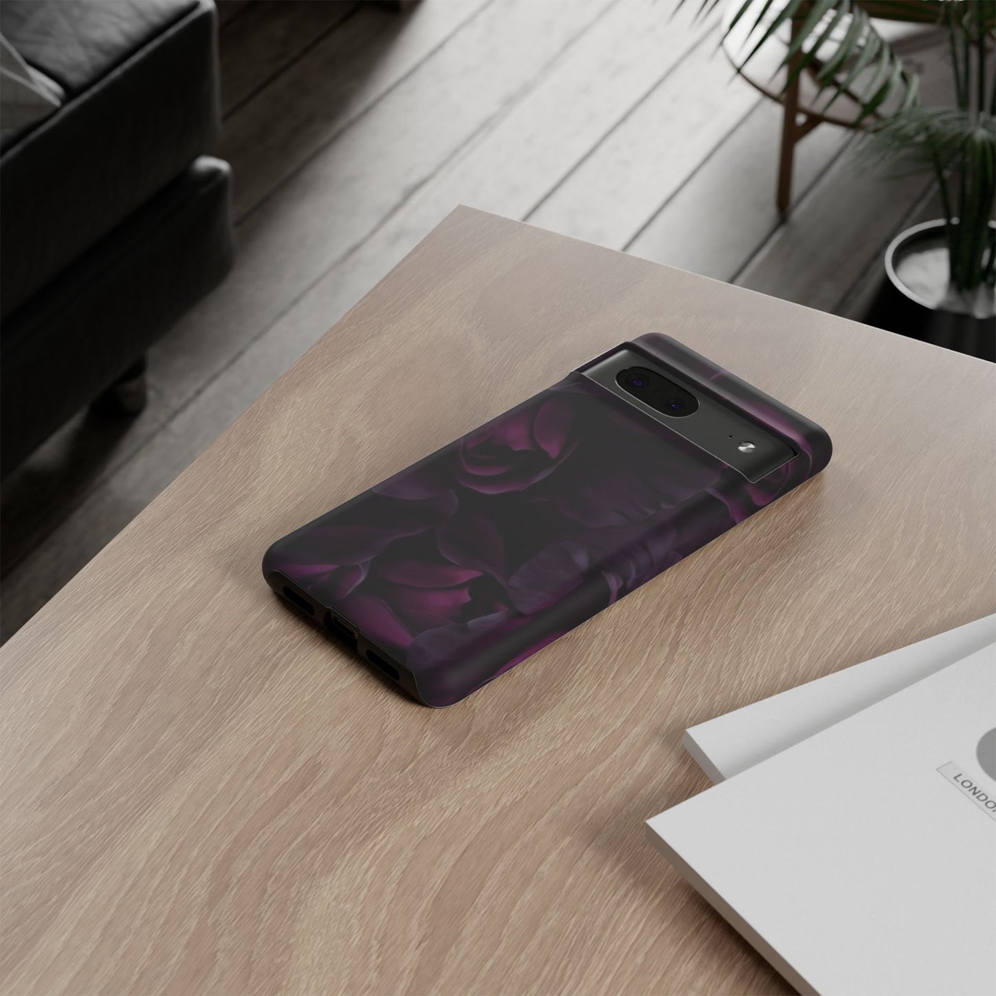 Dark Purple Floral Tough Phone Case