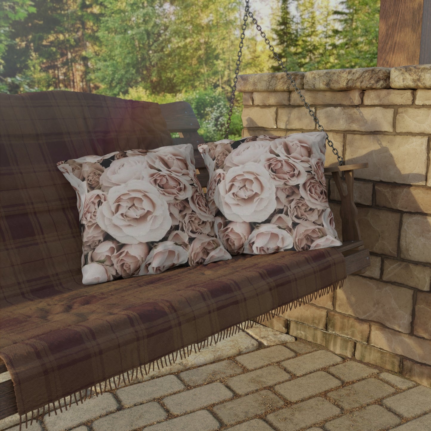 Light Pink Roses Outdoor Pillow