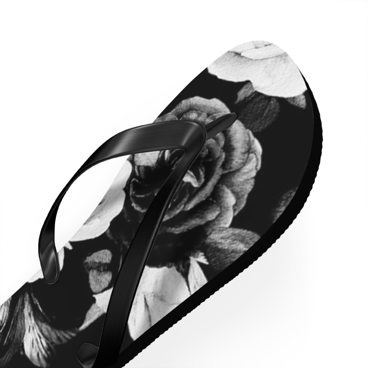 Black and White Floral Design Flip Flops