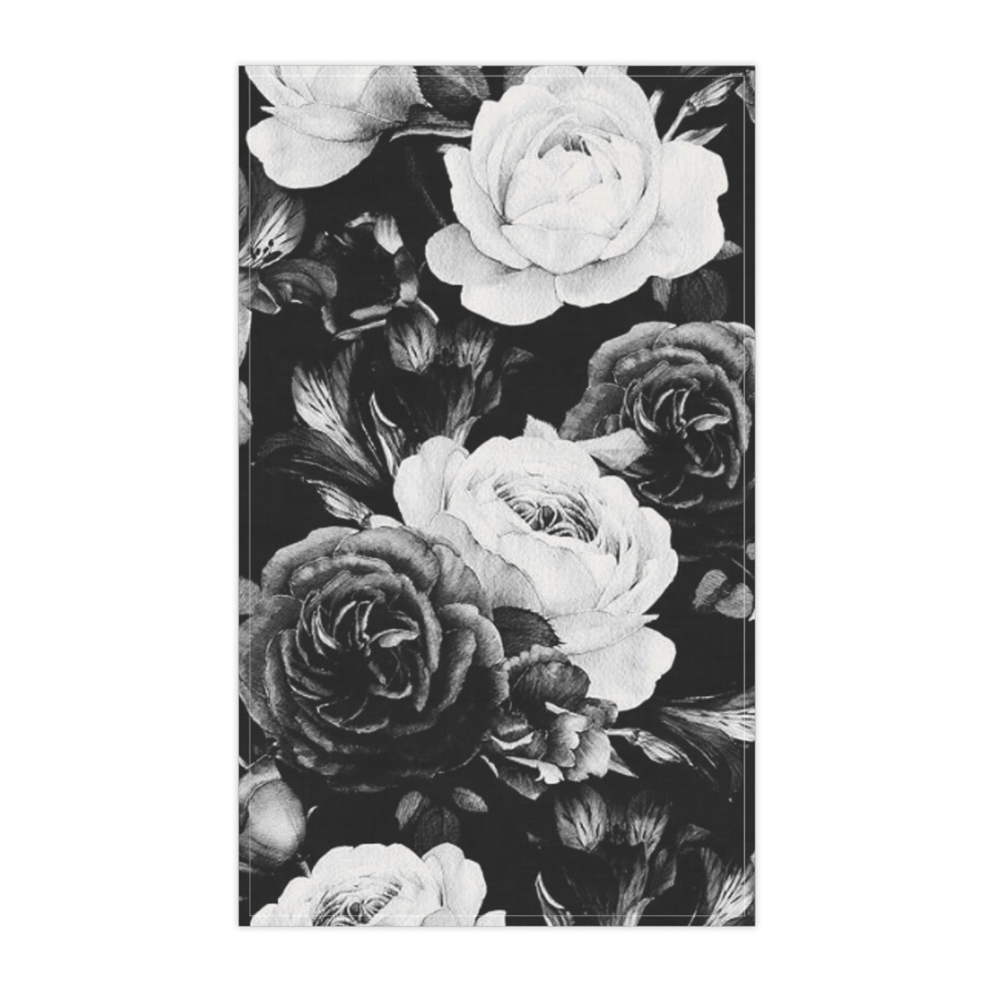 Black and White Floral Design Tea Towels
