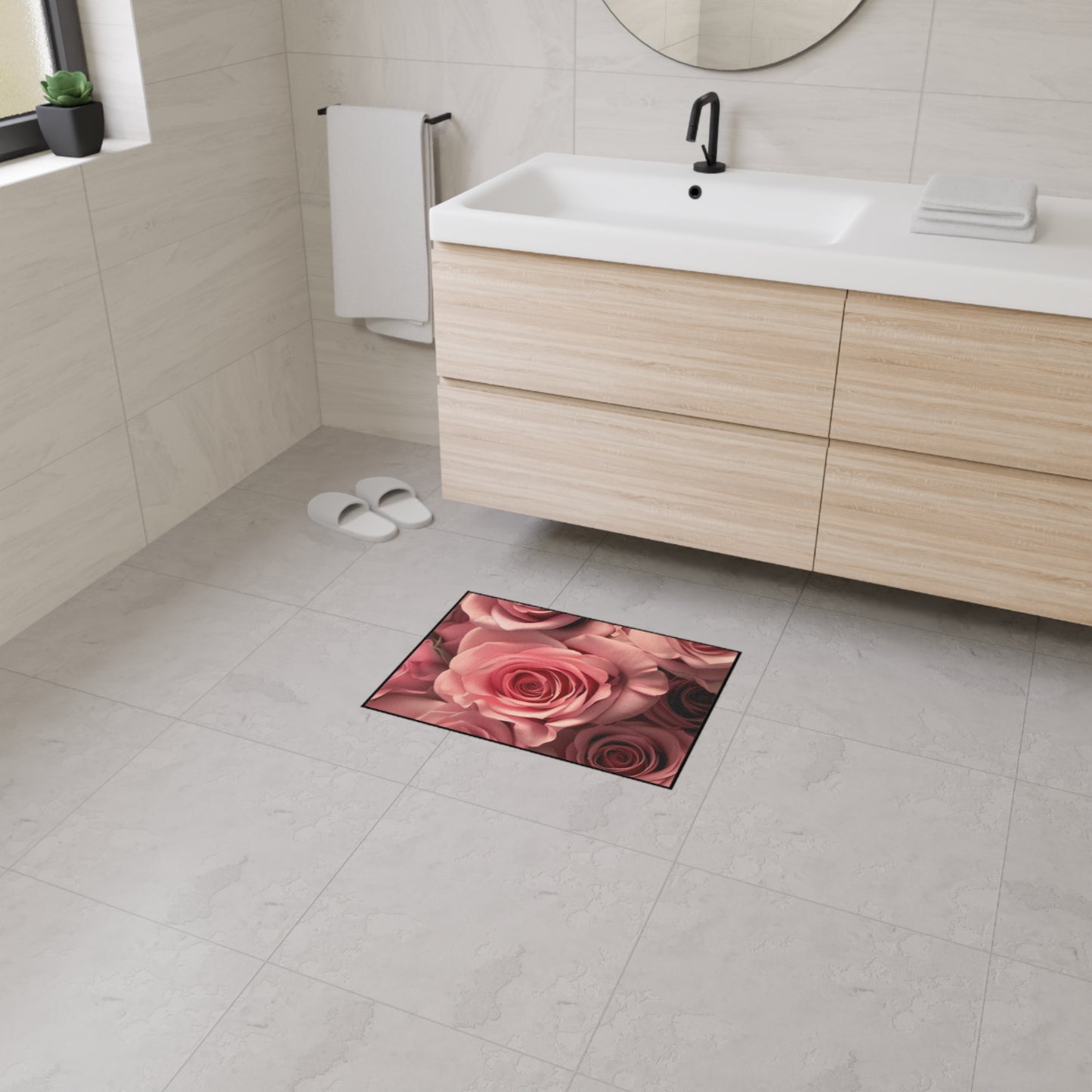 Pink Roses Heavy Duty Floor Mat
