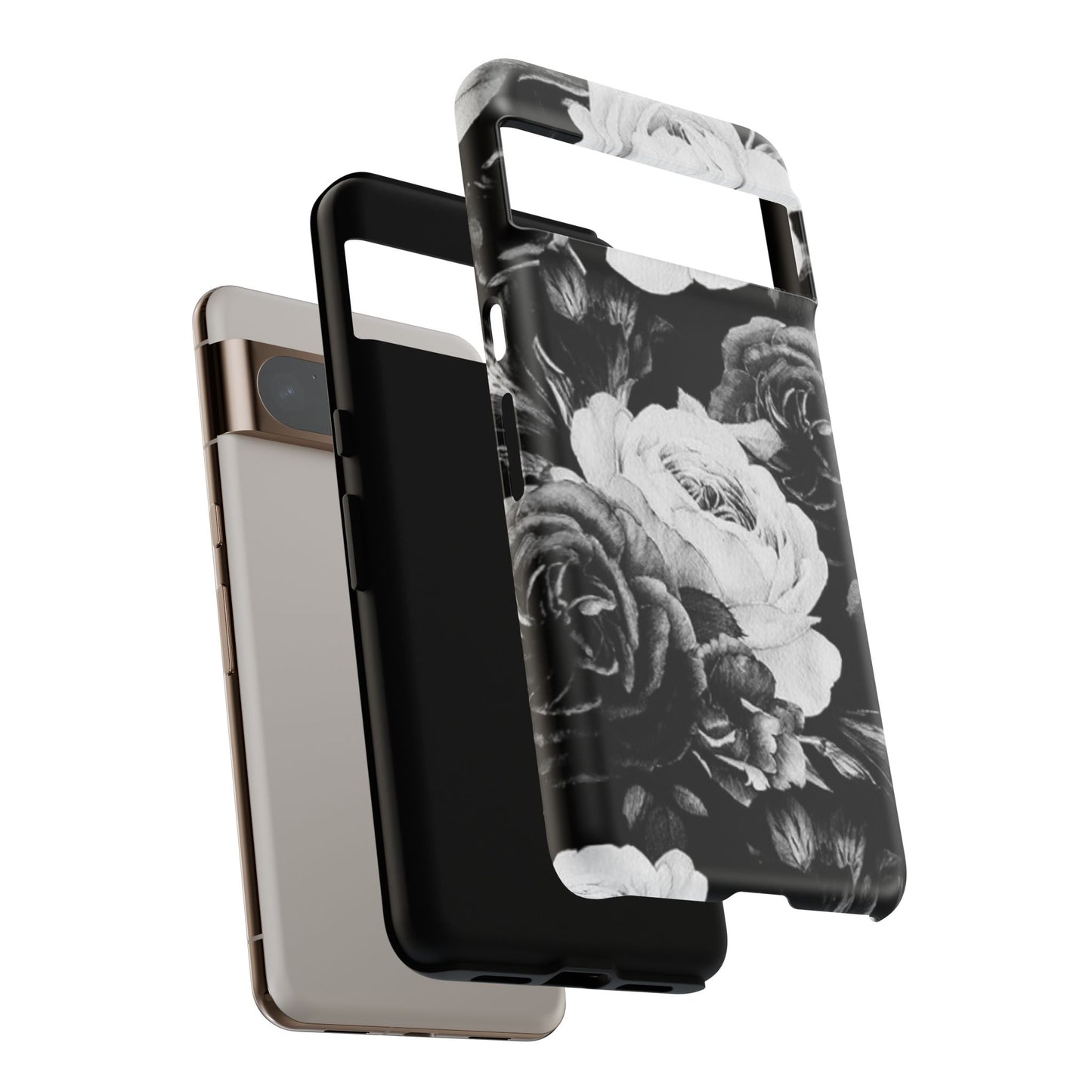 Black and White Floral Tough Phone Case