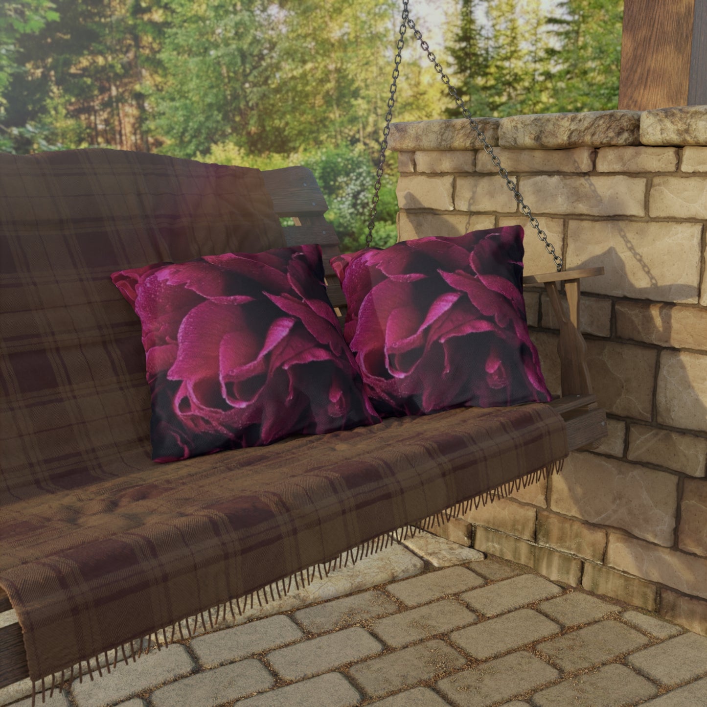 Magenta Floral Outdoor Pillow